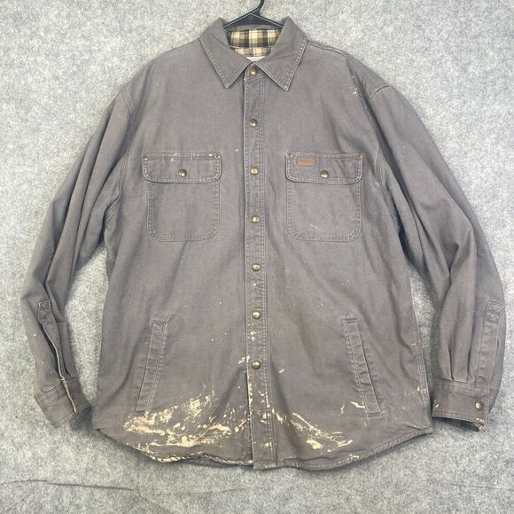 Carhartt Jacket Mens Large Canvas Shirt Jacket Flannel Lined 100590 Grunge
